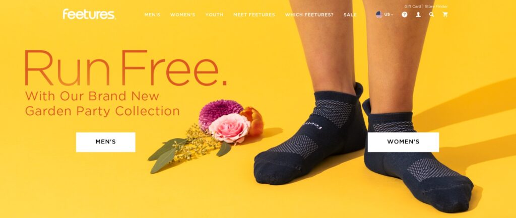 Feetures brand ecommerce website screenshot