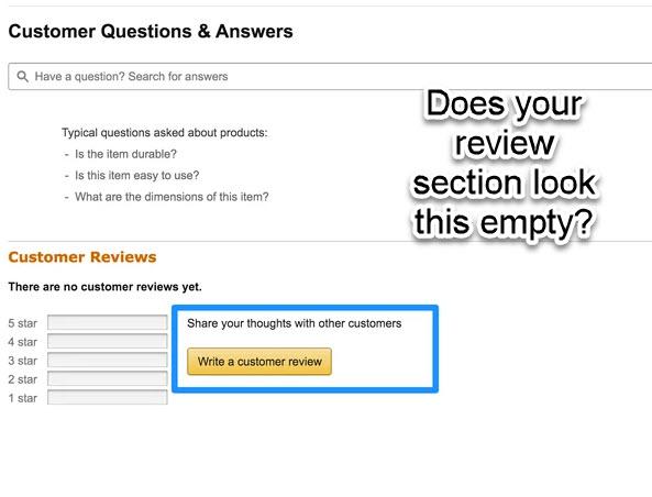 empty amazon review section screenshot