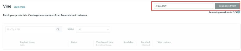 amazon vine program how to enroll products
