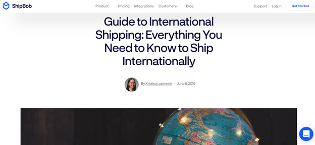shipbob international shipping guide screenshot