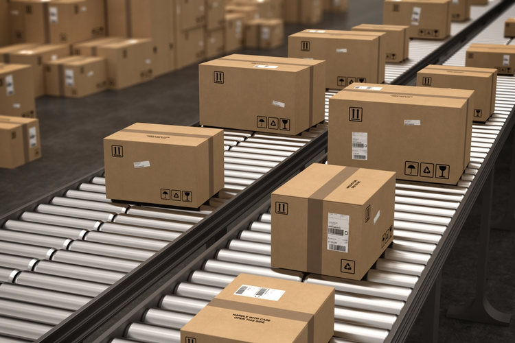 in house fulfillment packages on conveyor