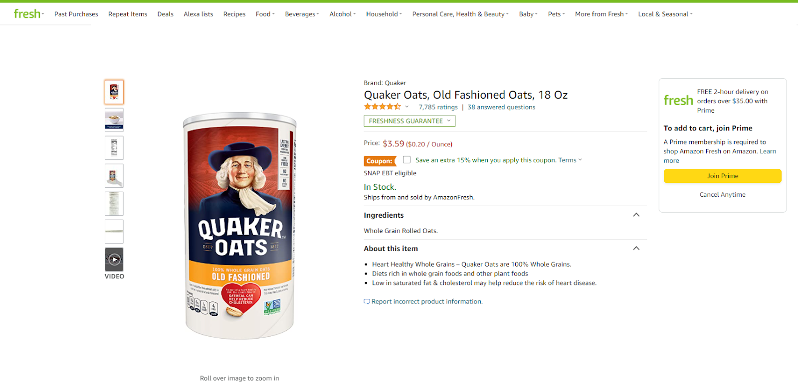 Simple Product Listing Example Selling on Amazon Fresh