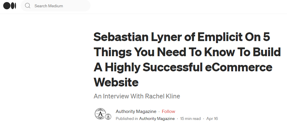 How building ecommerce successful website experiences drives user engagement and increases sales, in this interview featuring our COO Sebastian Lyner by Medium.