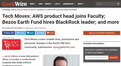 ech Moves: AWS product head joins Faculty; Bezos Earth Fund hires BlackRock leader; and more